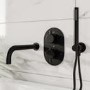 Black Hand Shower with Hose & Integrated Wall Elbow - Arissa