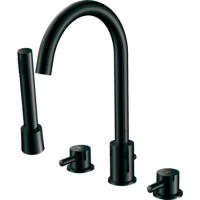 Black 4 Hole Bath Shower Mixer Tap - Arissa