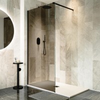 1000mm Black Smoked Frosted Glass Shower Screen for Wet Room & Walk In Shower - Atlas
