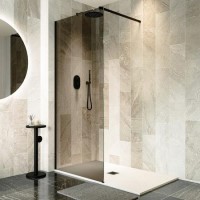 900mm Black Smoked Frosted Glass Shower Screen for Wet Room & Walk In Shower - Atlas
