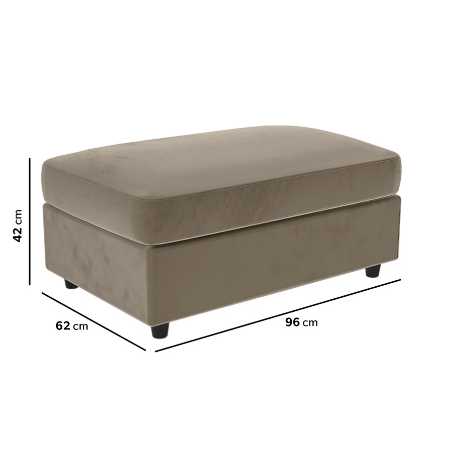 Right Hand Chaise Corner Sofa and Footstool Set in Mink Velvet - August