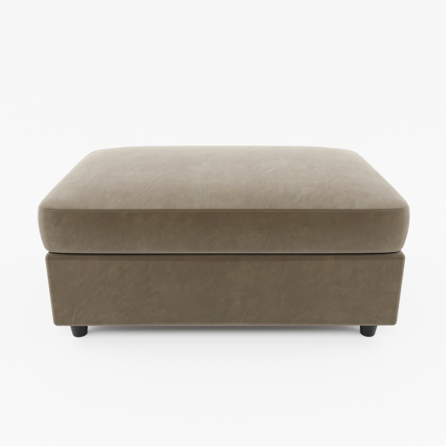 Right Hand Chaise Corner Sofa and Footstool Set in Mink Velvet - August