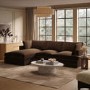 Large Chocolate Brown Velvet Left Hand 4 Seater Chaise Corner Sofa - August