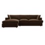 Large Chocolate Brown Velvet Left Hand 4 Seater Chaise Corner Sofa - August