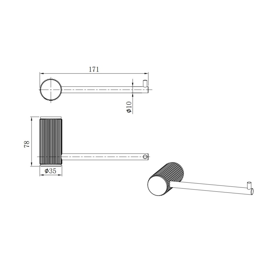 Bronze Knurled Toilet Roll Holder - Arissa