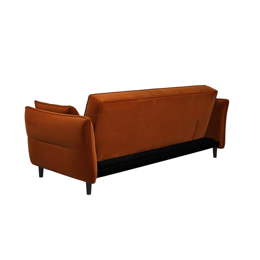 3 Seater Click-Clack Sofa Bed in Burnt Orange Velvet - Bobby