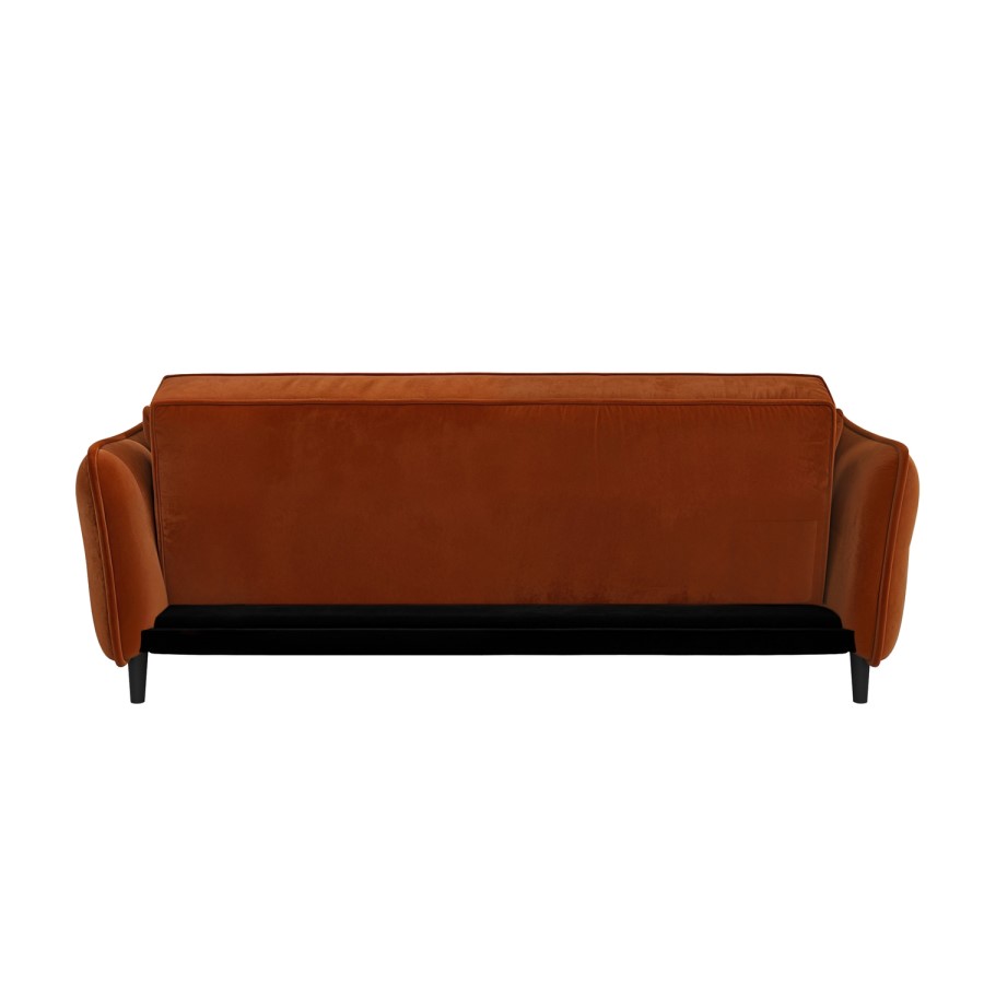 3 Seater Click-Clack Sofa Bed in Burnt Orange Velvet - Bobby
