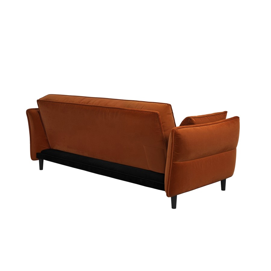 3 Seater Click-Clack Sofa Bed in Burnt Orange Velvet - Bobby