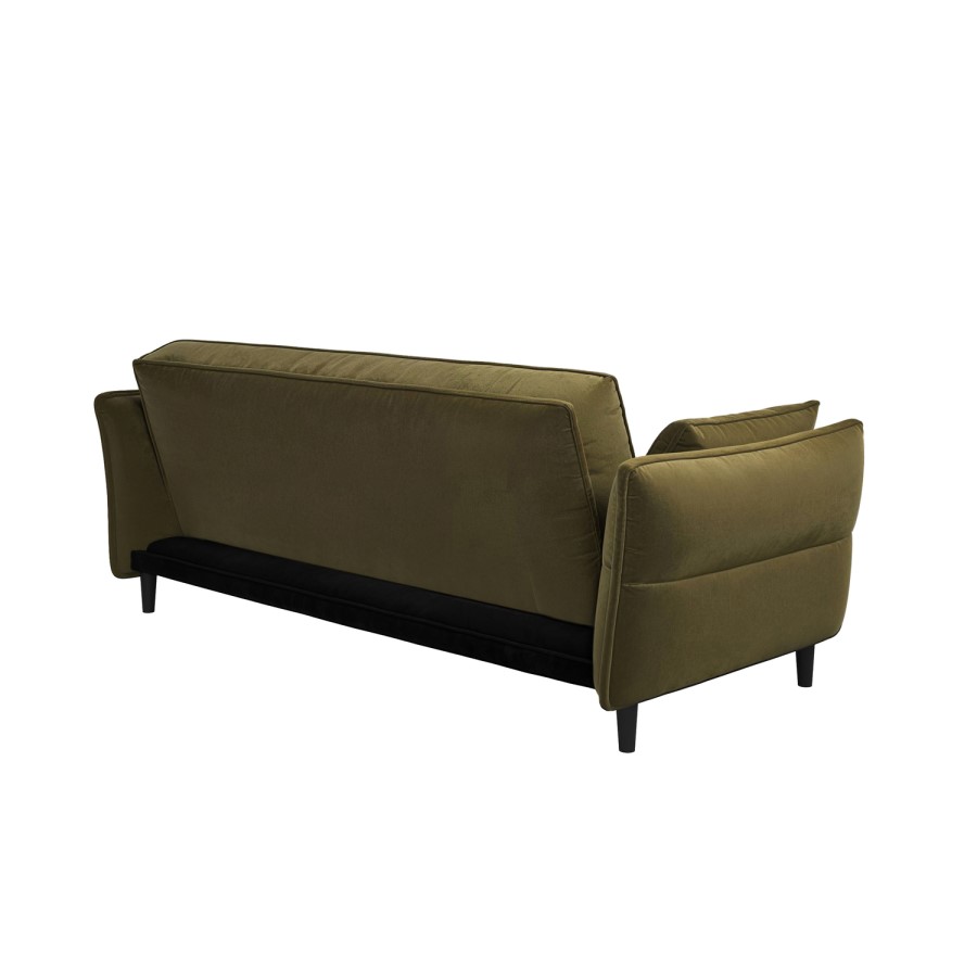 3 Seater Click-Clack Sofa Bed in Olive Green Velvet - Bobby