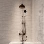 Brushed Bronze Traditional Thermostatic Bath Mixer Shower Set with Bath Filler Spout - Slide Rail Kit & Hand Shower - Camden
