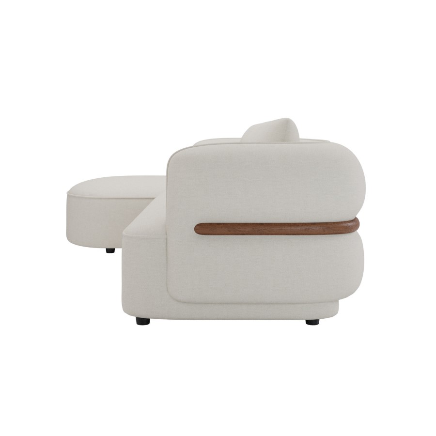 Cream Chenille 4 Seater Left Hand L-Shape Curved Chaise Corner Sofa - Bodhi