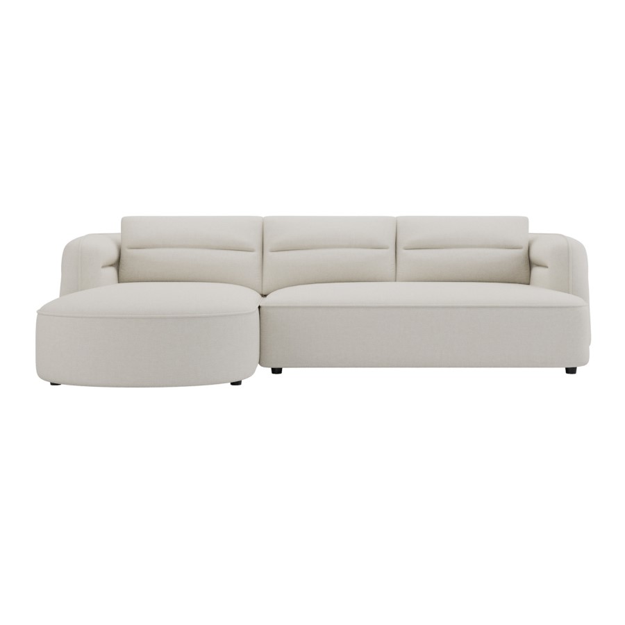 Cream Chenille 4 Seater Left Hand L-Shape Curved Chaise Corner Sofa - Bodhi