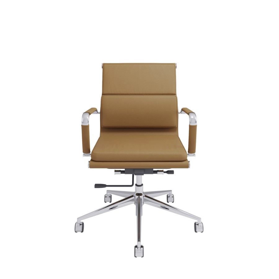 Tan Faux Leather Office Swivel Chair - Benson