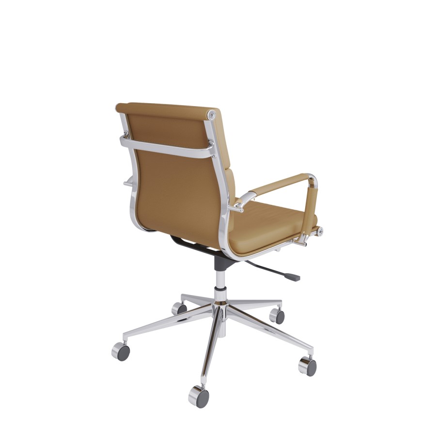 Tan Faux Leather Office Swivel Chair - Benson