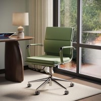 Green Faux Leather Swivel Office Chair - Benson