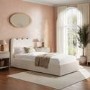 Cream Boucle Single Ottoman Bed with Scalloped Headboard - Boba