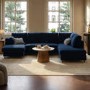 6 Seater Pull-Out U-Shape Sofa Bed with Storage in Navy Blue Velvet - Boe