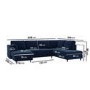 6 Seater Pull-Out U-Shape Sofa Bed with Storage in Navy Blue Velvet - Boe