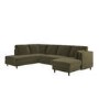 6 Seater Pull-Out U-Shape Sofa Bed with Storage in Olive Green Velvet - Boe