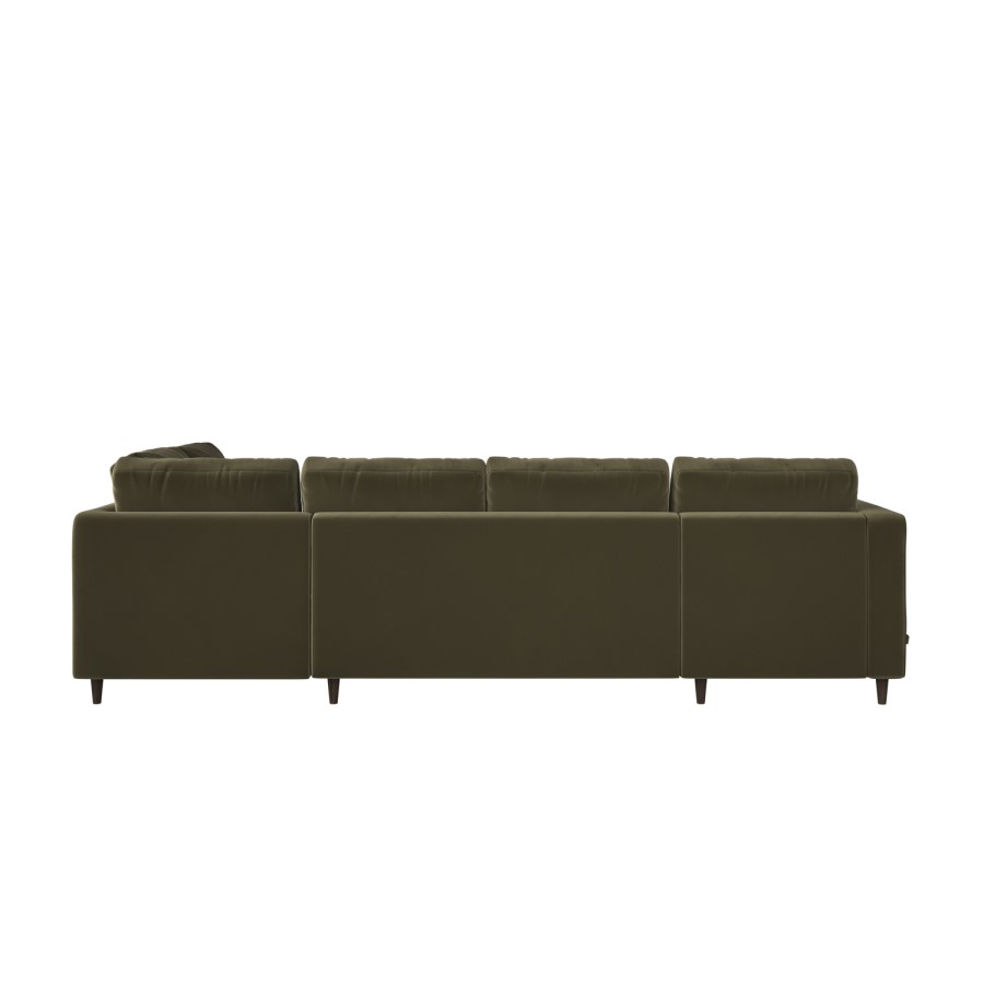 ALMOST PERFECT - 6 Seater Pull-Out U-Shape Sofa Bed with Storage in Olive Green Velvet - Boe