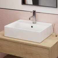 White Rectangular Countertop Basin 497mm - Bowen