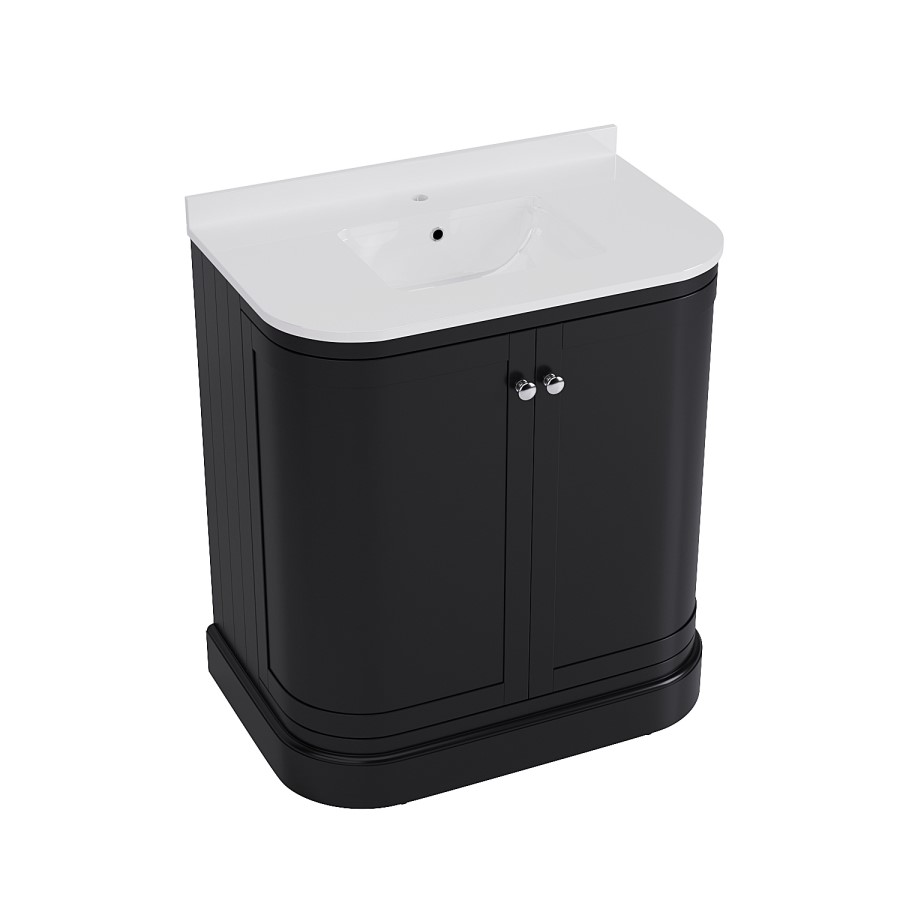 800mm Black Curved Freestanding Vanity Unit with Basin - Bowland