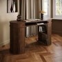 Dark Oak Curved Office Desk with Sliding Doors - Breuer
