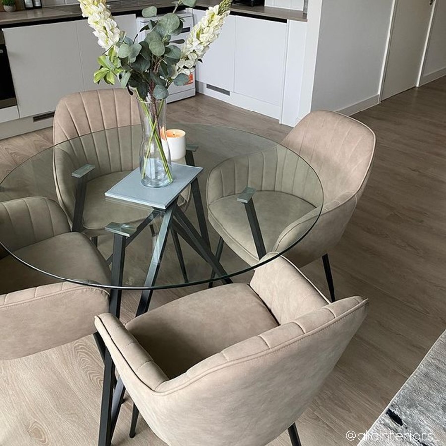 Set of 2 Beige Faux Leather Dining Chairs - Logan