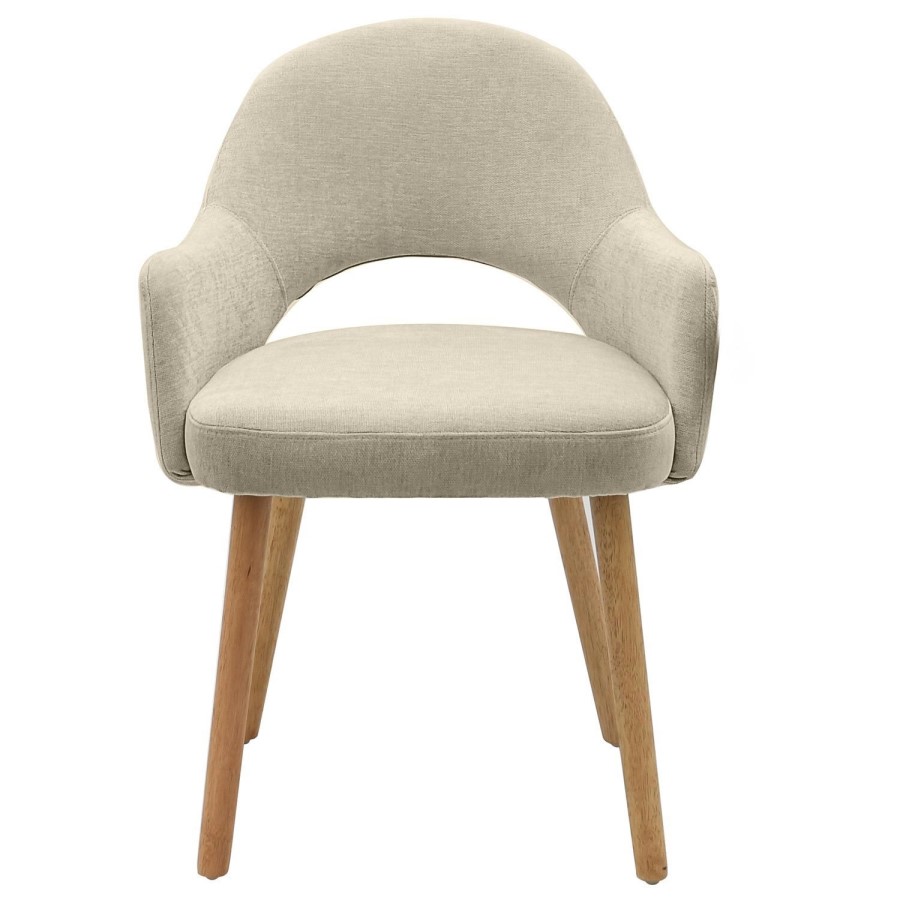 Round Oak Drop Leaf Dining Table Set with 2 Beige Upholstered Chairs - Seats 2 - Carson