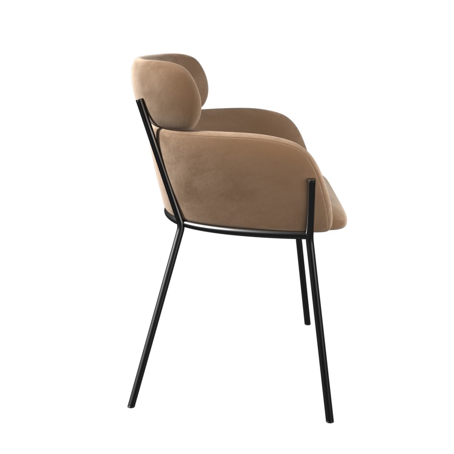 ALMOST PERFECT - Set of 2 Beige Velvet Curved Dining Chairs - Isla