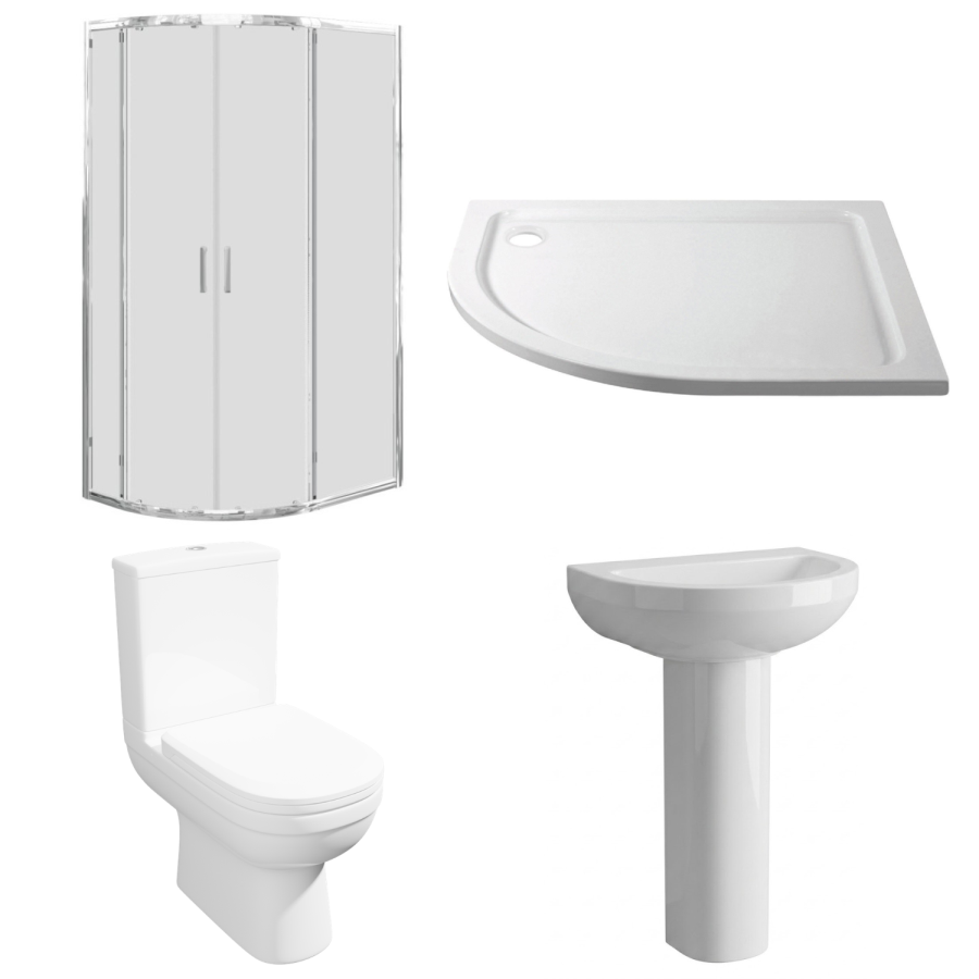1200 x 800mm Left Hand Offset Quadrant Shower Enclosure Suite with Toilet & Basin - Carina