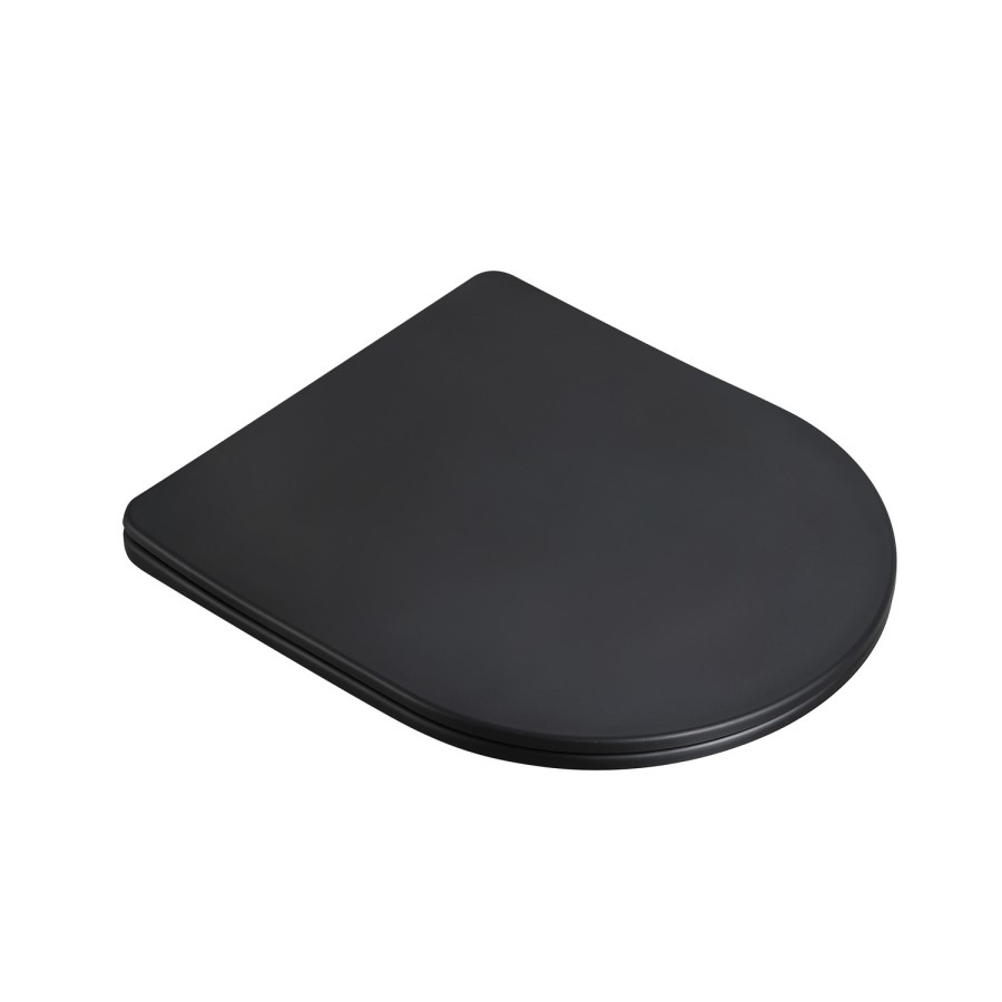 ONLY OPENED - Matt Black Wall Hung Rimless Short Projection Toilet with Soft Close Seat Verona