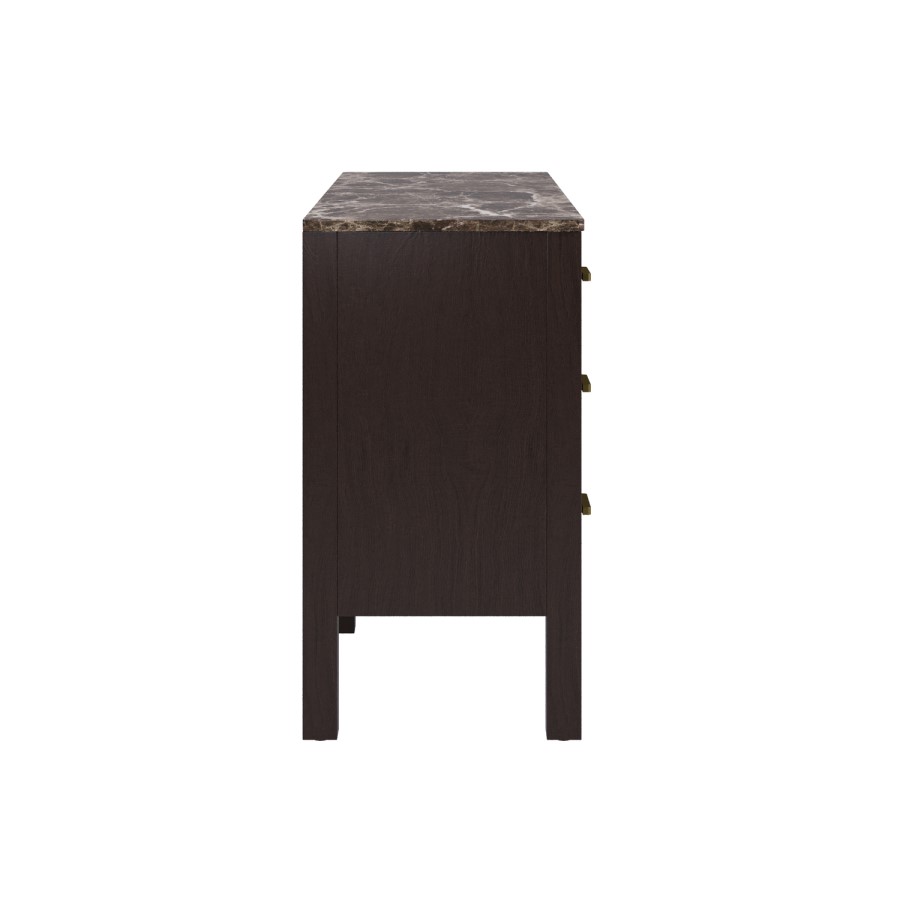 Wide Dark Wood Sideboard with Marble Top - Alessio