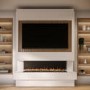 Self Build Media Wall with 3-Sided Electric Fireplace with 50inch Fire - AmberGlo