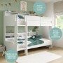 White Bunk Bed with Storage Shelves and Drawer - Aire
