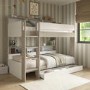White & Oak Bunk Bed with Storage Shelves and Drawer - Aire