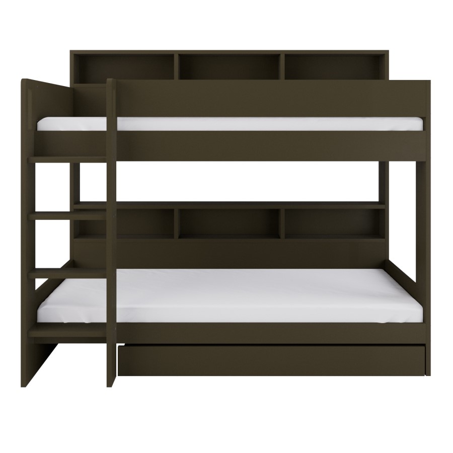 Green Bunk Bed with Storage Shelves and Drawer - Aire