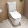 Close Coupled Back to Wall Rimless Toilet with Soft Close Seat and Square Chrome Flush Button - Albi