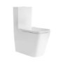Close Coupled Back to Wall Rimless Toilet with Soft Close Seat and Square Chrome Flush Button - Albi