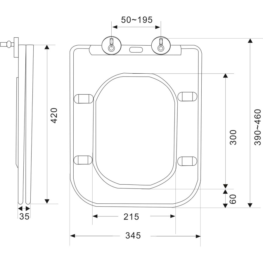 Close Coupled Back to Wall Rimless Toilet with Soft Close Seat and Square Chrome Flush Button - Albi