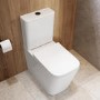 Close Coupled Rimless Closed Back Toilet with Soft Close Seat & Matt Black Push Button - Albi