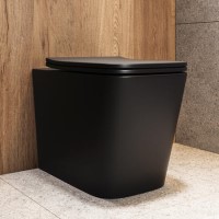 Matt Black Back to Wall Rimless Toilet with Soft Close Seat - Albi