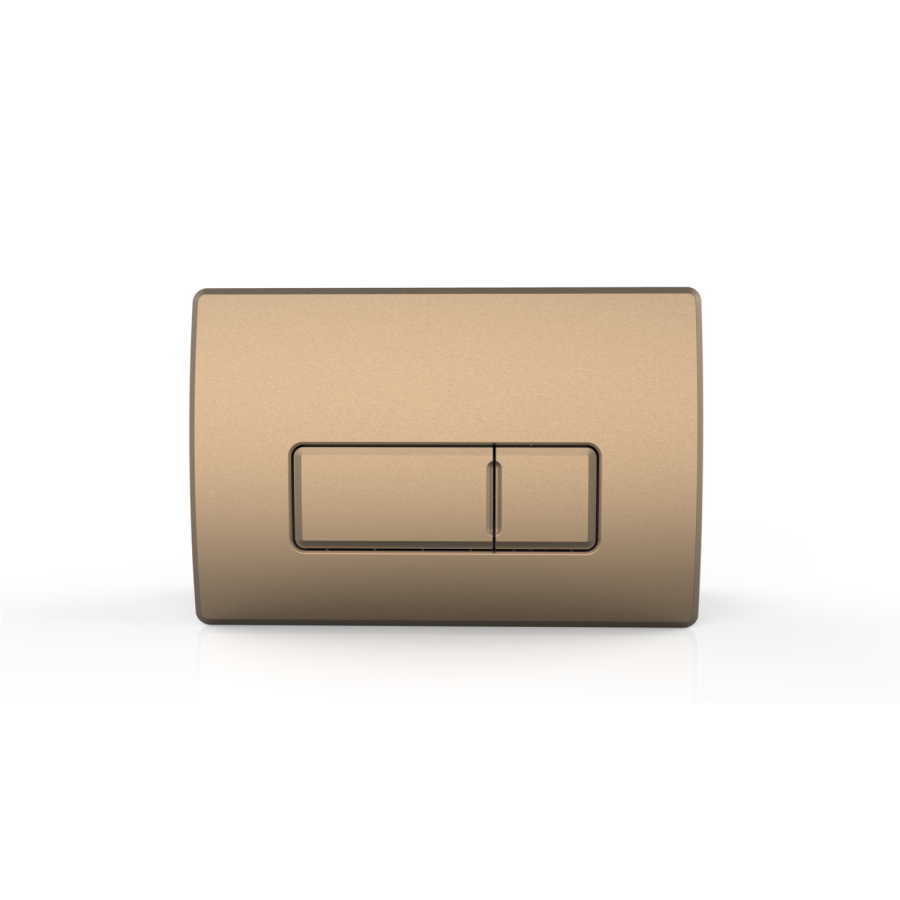 Wall Hung Rimless Toilet with Soft Close Seat, Brushed Bronze Pneumatic Flush Plate, 820mm Frame & Cistern – Roma