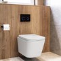 Wall Hung Toilet with Soft Close Seat, Black Glass Sensor Flush Plate, 820mm Frame & Cistern - Albi