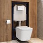 Wall Hung Toilet with Soft Close Seat, White Glass Sensor Flush Plate, 1168mm Frame & Cistern - Albi