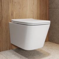 Wall Hung Rimless Toilet with Tornado Flush and Soft Close Seat - Albi