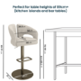 Set of 2 Beige Upholstered Adjustable Swivel Bar Stools with Brass Base - Azalea