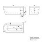 Freestanding Single Ended Right Hand Fluted Corner Bath 1650 x 800mm With Chrome Bath Screen - Amaro