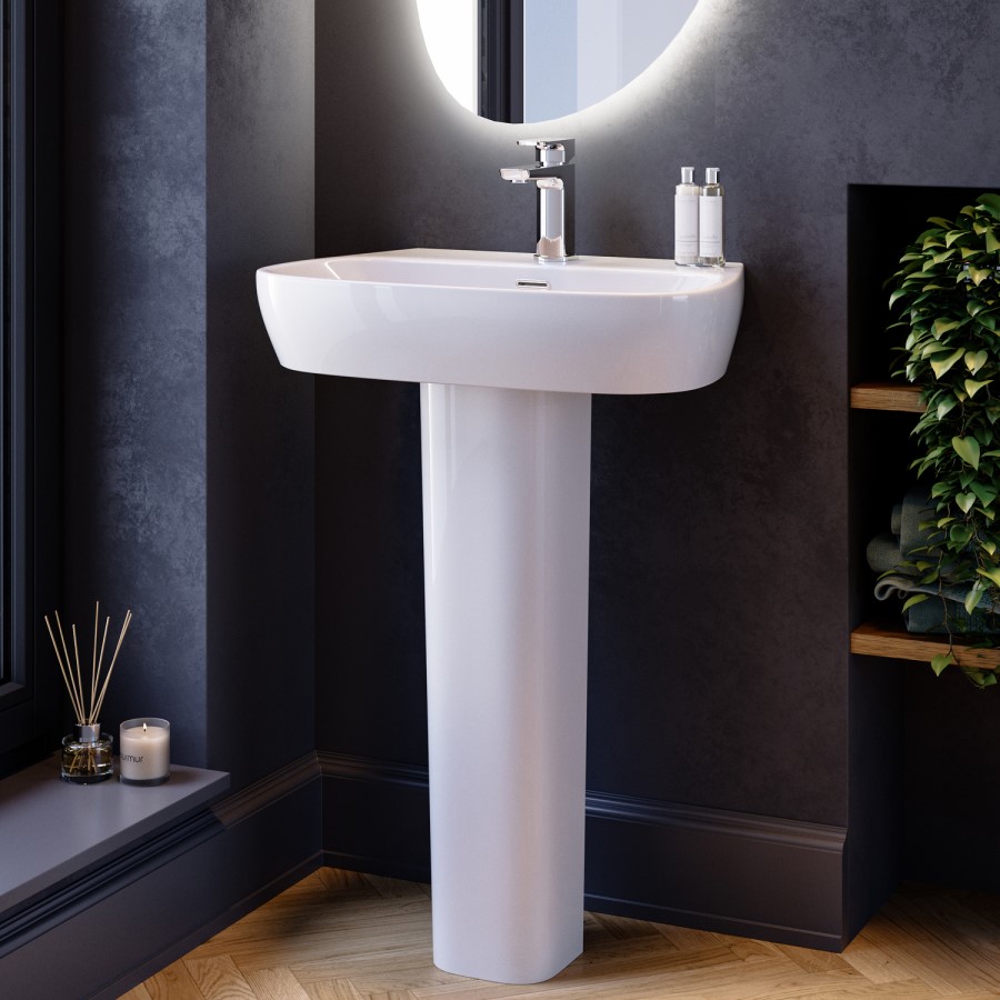 Chrome Freestanding Left Hand Shower Bath Suite with Toilet and Basin - Amaro