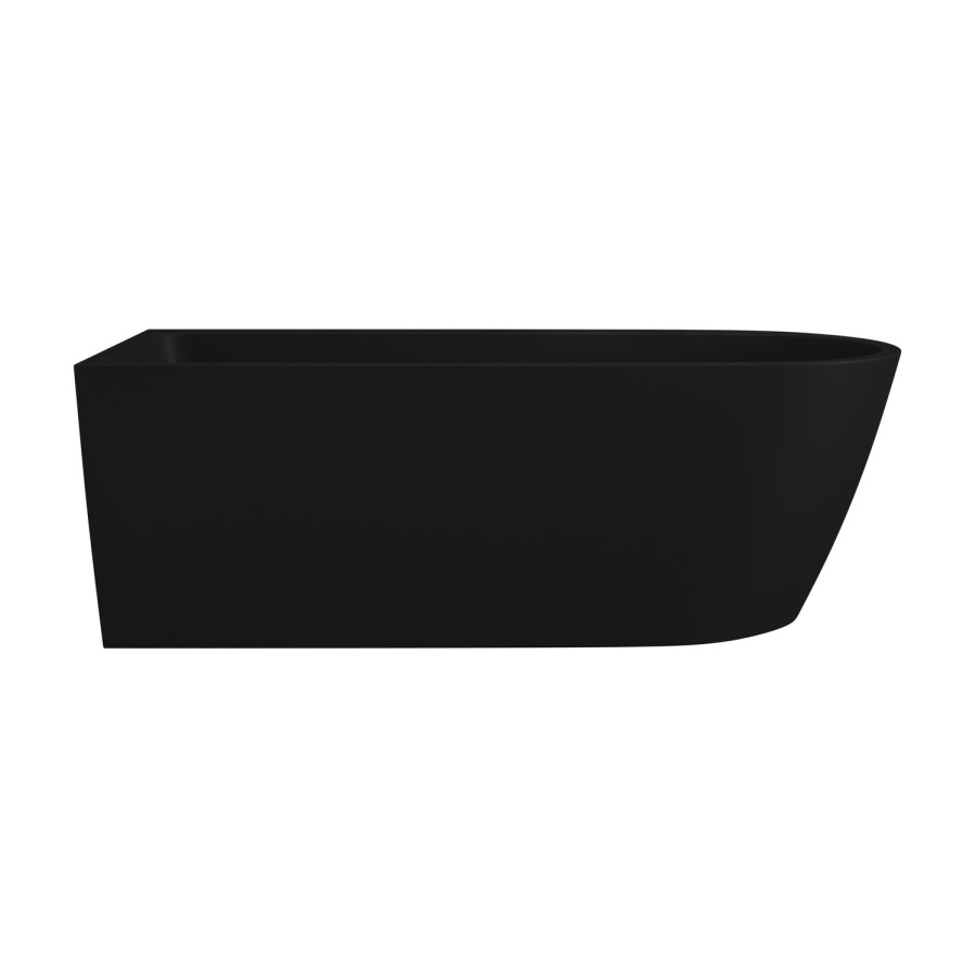 Matt Black Freestanding Shower Bath Single Ended Left Hand Corner with Black Bath Screen 1650 x 800mm - Amaro